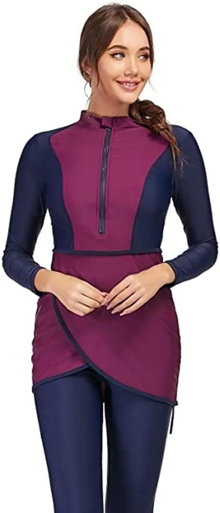 Modest Swimwear for Women Long Sleeve Swimsuit Plus Size Burkini Modesty Costume Surfing Suit Beachwear