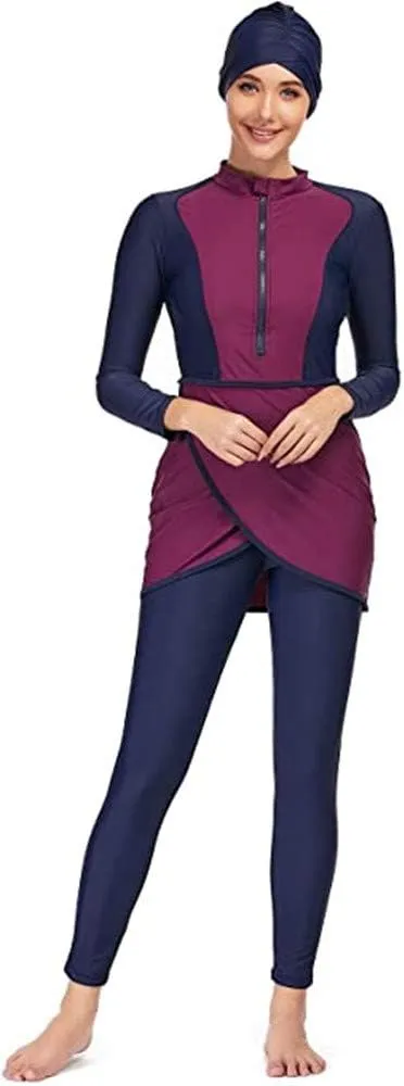 Modest Swimwear for Women Long Sleeve Swimsuit Plus Size Burkini Modesty Costume Surfing Suit Beachwear