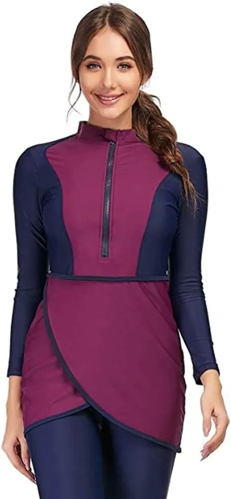 Modest Swimwear for Women Long Sleeve Swimsuit Plus Size Burkini Modesty Costume Surfing Suit Beachwear