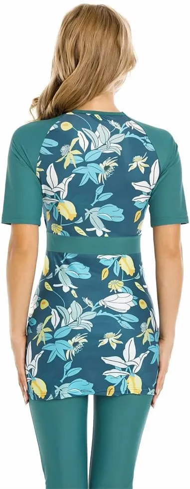 Modest Swimwear for Women Short Sleeve Swimsuit Burkini Modesty Costume Rash Guard Surfing Suit Beachwear