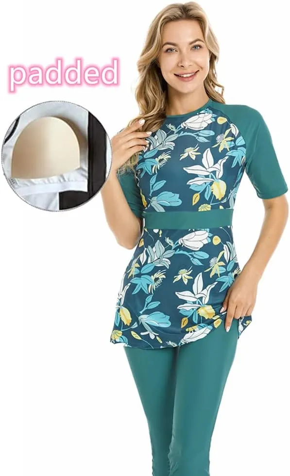 Modest Swimwear for Women Short Sleeve Swimsuit Burkini Modesty Costume Rash Guard Surfing Suit Beachwear