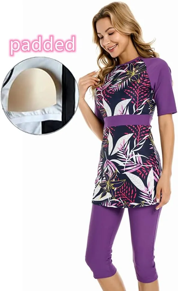 Modest Swimwear for Women Short Sleeve Swimsuit Burkini Modesty Costume Rash Guard Surfing Suit Beachwear