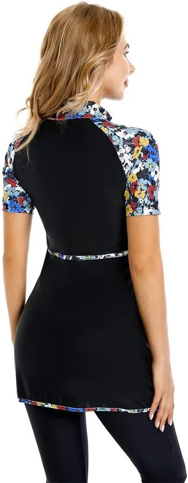 Modest Swimwear for Women Short Sleeve Swimsuit Burkini Modesty Costume Rash Guard Surfing Suit Beachwear