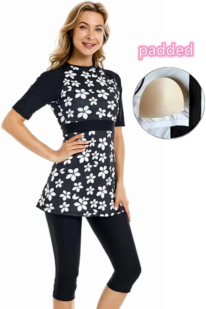 Modest Swimwear for Women Short Sleeve Swimsuit Burkini Modesty Costume Rash Guard Surfing Suit Beachwear