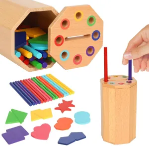 Montessori Toys for 1-3 Year Old: 2 in 1 Wooden Learning Color Sorting Toys for Toddlers Age 1 2 3, Educational Fine Motor Developmental Sensory Matching Game Activities, 12 18 24 Month Kid Boy Gir