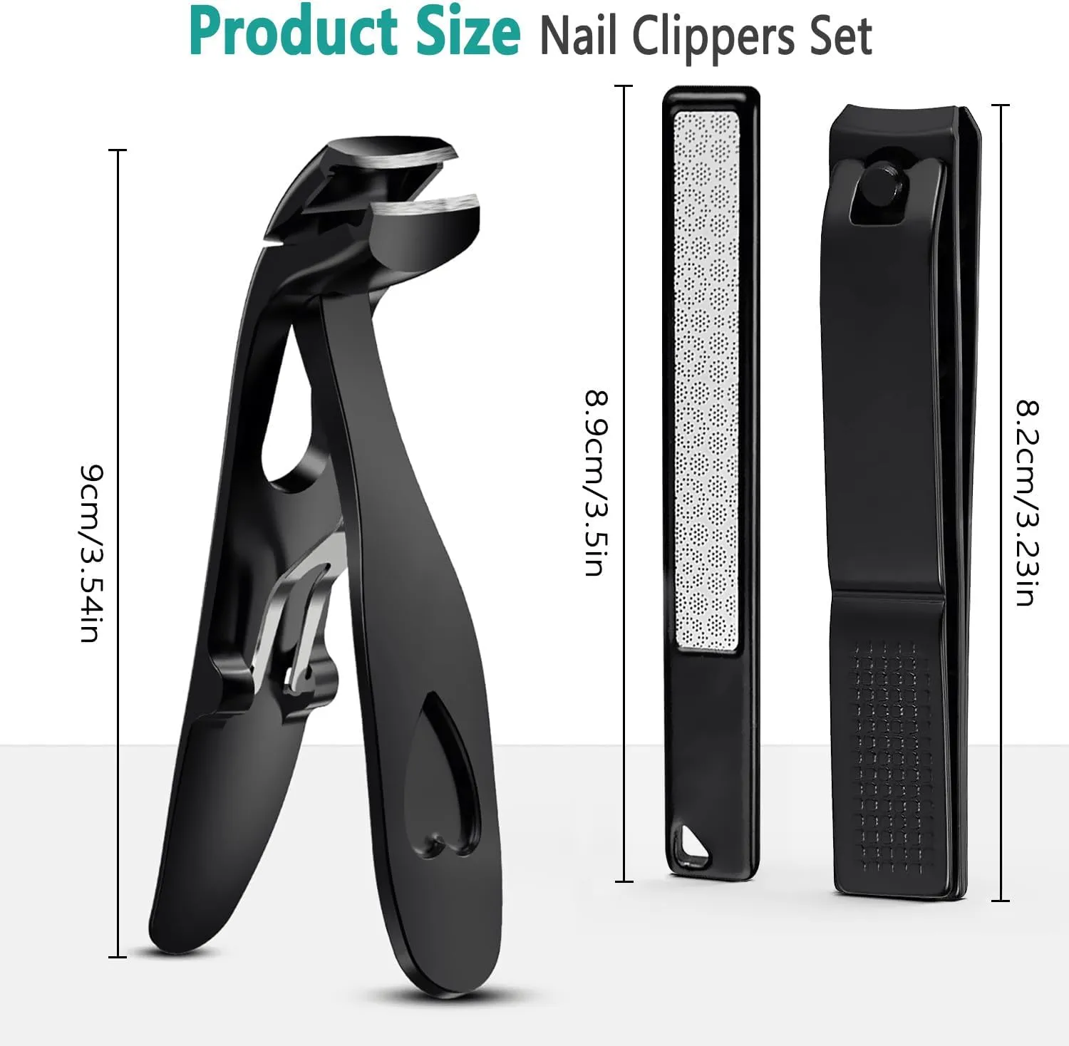 Nail Clippers for Thick Nails, Extra Sharp Ergonomic Wide Jaw Angled Toenail Clippers Fingernail Clippers for Women Men Seniors Nail Cutters Trimmers Set with Nail File Gift Case - Turquoise