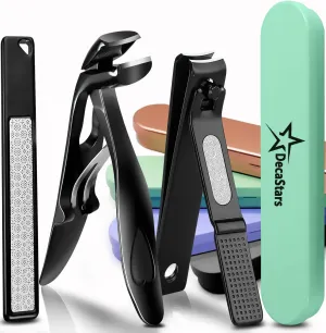 Nail Clippers for Thick Nails, Extra Sharp Ergonomic Wide Jaw Angled Toenail Clippers Fingernail Clippers for Women Men Seniors Nail Cutters Trimmers Set with Nail File Gift Case - Turquoise