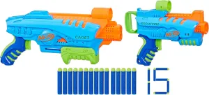NERF Elite Junior Ultimate Starter Set, 2 Easy Play Blasters, 15 Darts for Kids Outdoor Games, Ages 6 & Up