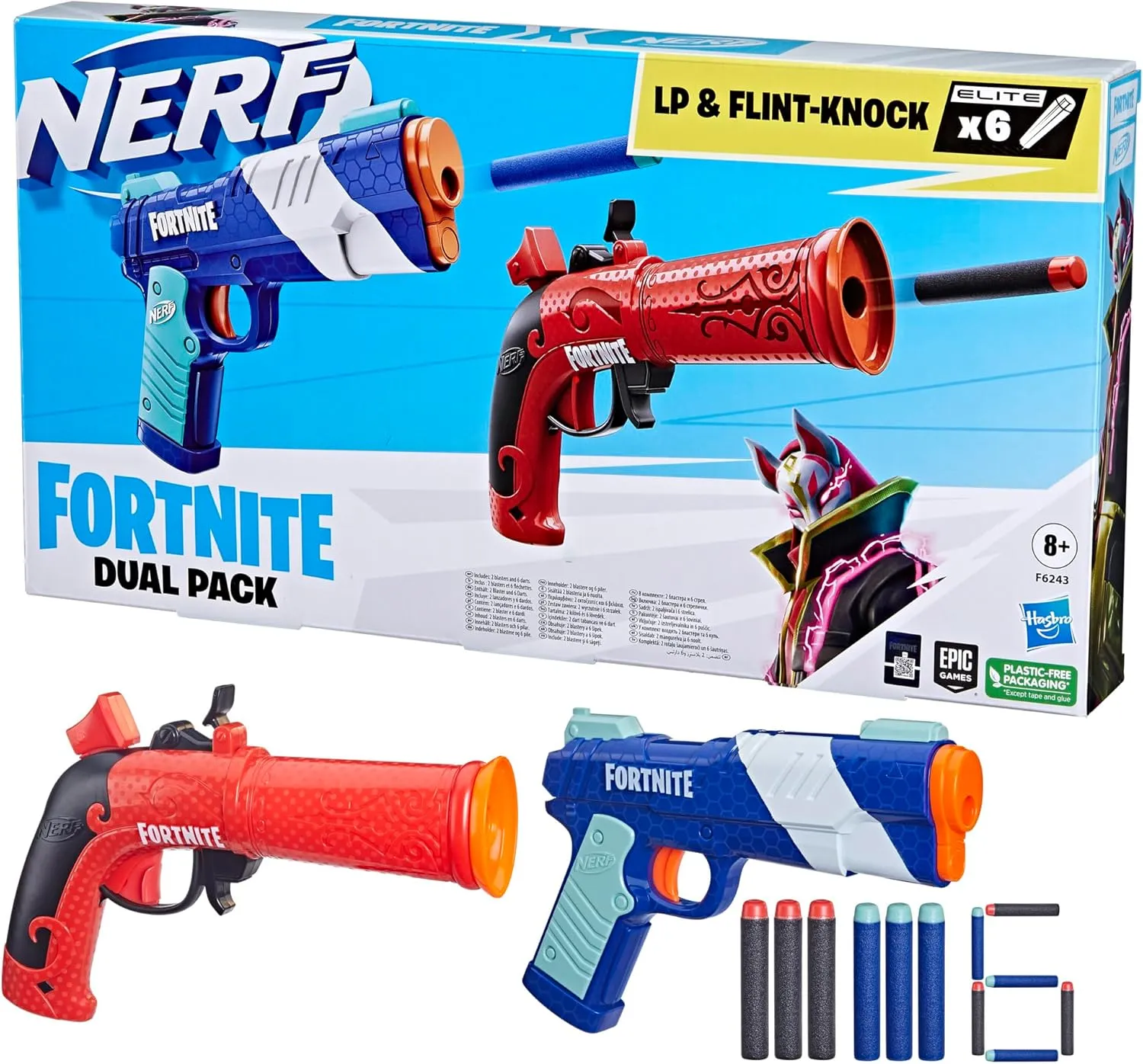 NERF Fortnite Dual Pack, Includes 2 Fortnite Blasters and 6 Elite Darts