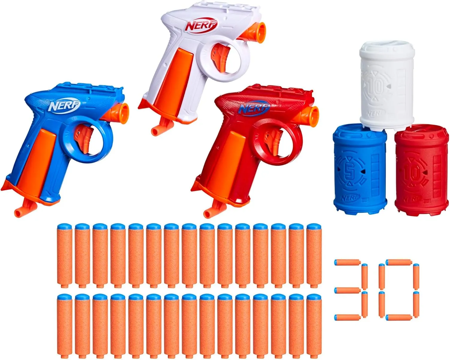 NERF N Series Backyard Triple Pack, Includes 3 Flex Blasters, 3 Targets, 30 N1 Darts, Ages 8  (Amazon Exclusive)