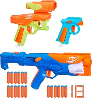 NERF N Series Gear Up Pack, 3X Blasters, 18 N1 Darts Compatible Only N Series Blasters, Kids Gifts, Outdoor Games, Ages 8 