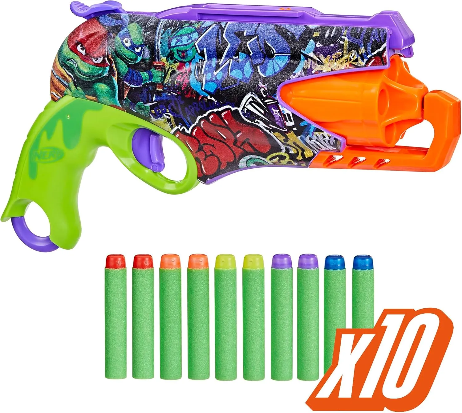 Nerf Teenage Mutant Ninja Turtles Blaster, 10 Elite Darts, Toy Foam Blasters, Ages 8 and Up