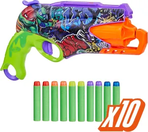 Nerf Teenage Mutant Ninja Turtles Blaster, 10 Elite Darts, Toy Foam Blasters, Ages 8 and Up