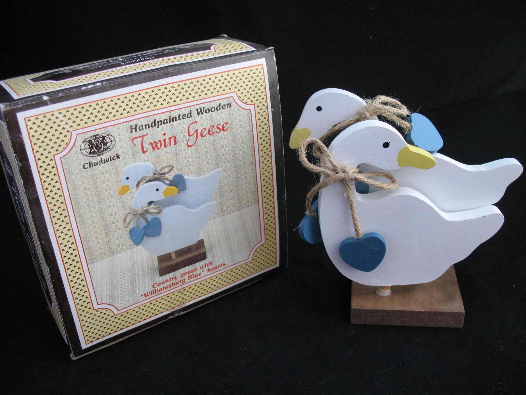 NEW Box CHADWICK Handpainted Wood Wooden TWIN GEESE Kitchen Decor NAPKIN Holder