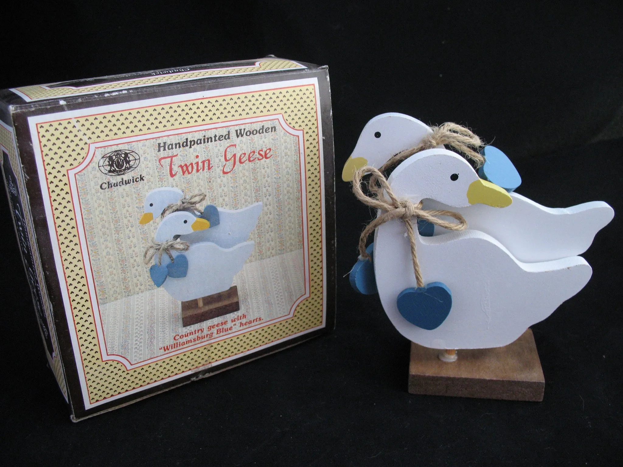 NEW Box CHADWICK Handpainted Wood Wooden TWIN GEESE Kitchen Decor NAPKIN Holder