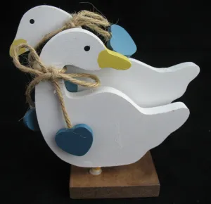 NEW Box CHADWICK Handpainted Wood Wooden TWIN GEESE Kitchen Decor NAPKIN Holder