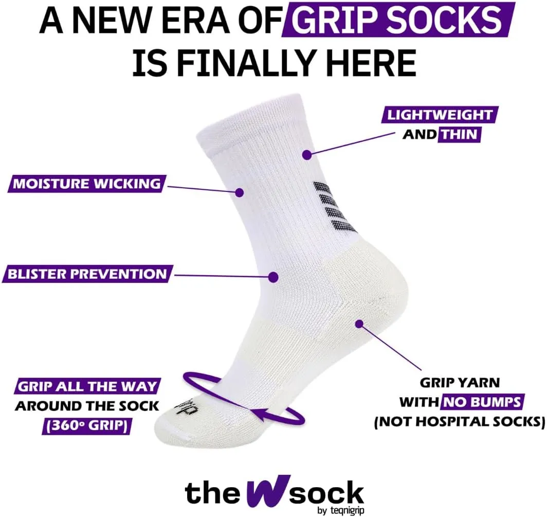 NEW WOMENS Grip Socks | The W Sock | Advanced Anti-Slip Grip Technology | Enhance Performance in Womens Sports