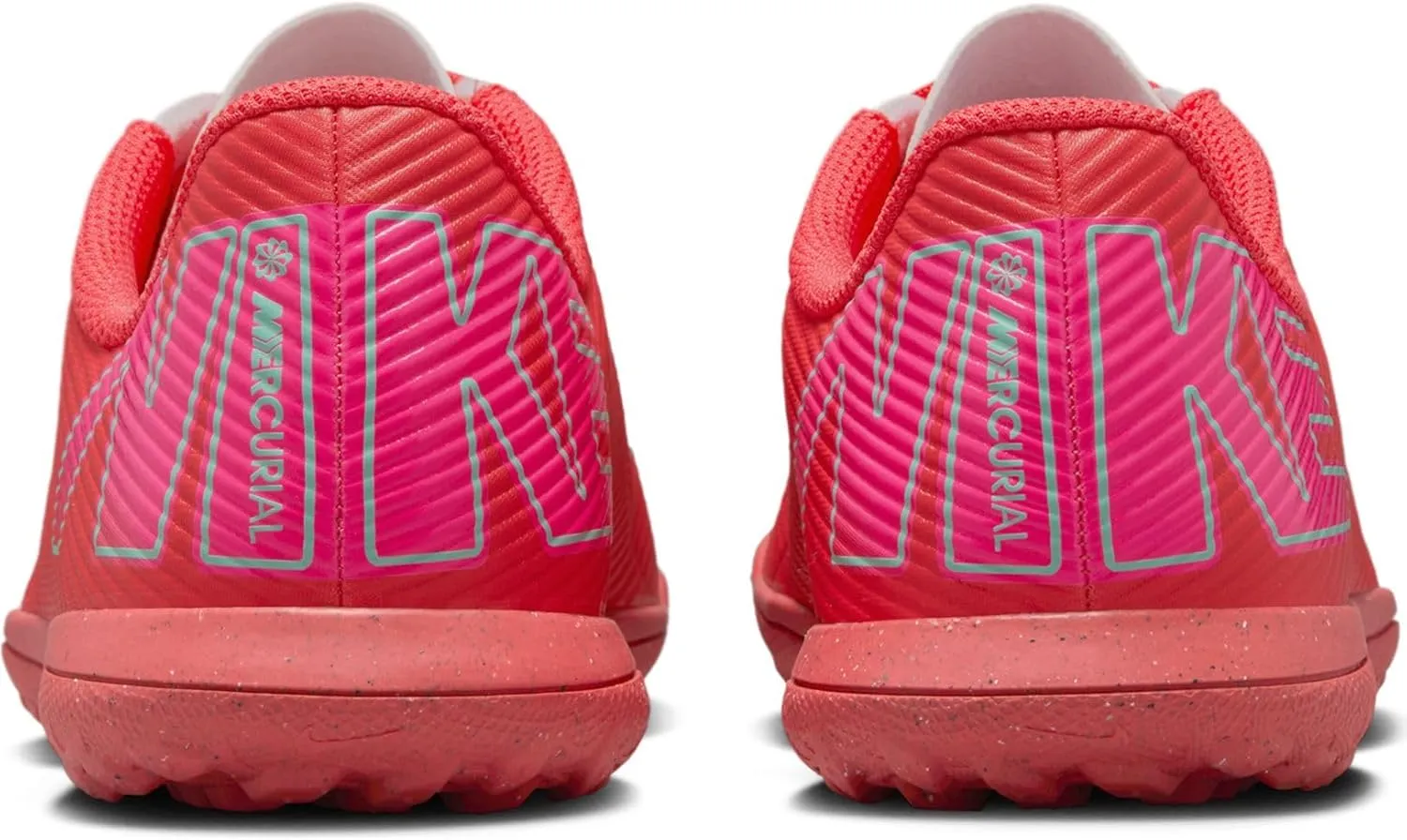 Nike Jr. Mercurial Vapor 16 Club Little/Big Kids' TF Low-Top Soccer Shoes (FQ8287-800, Ember Glow/Aurora Green)