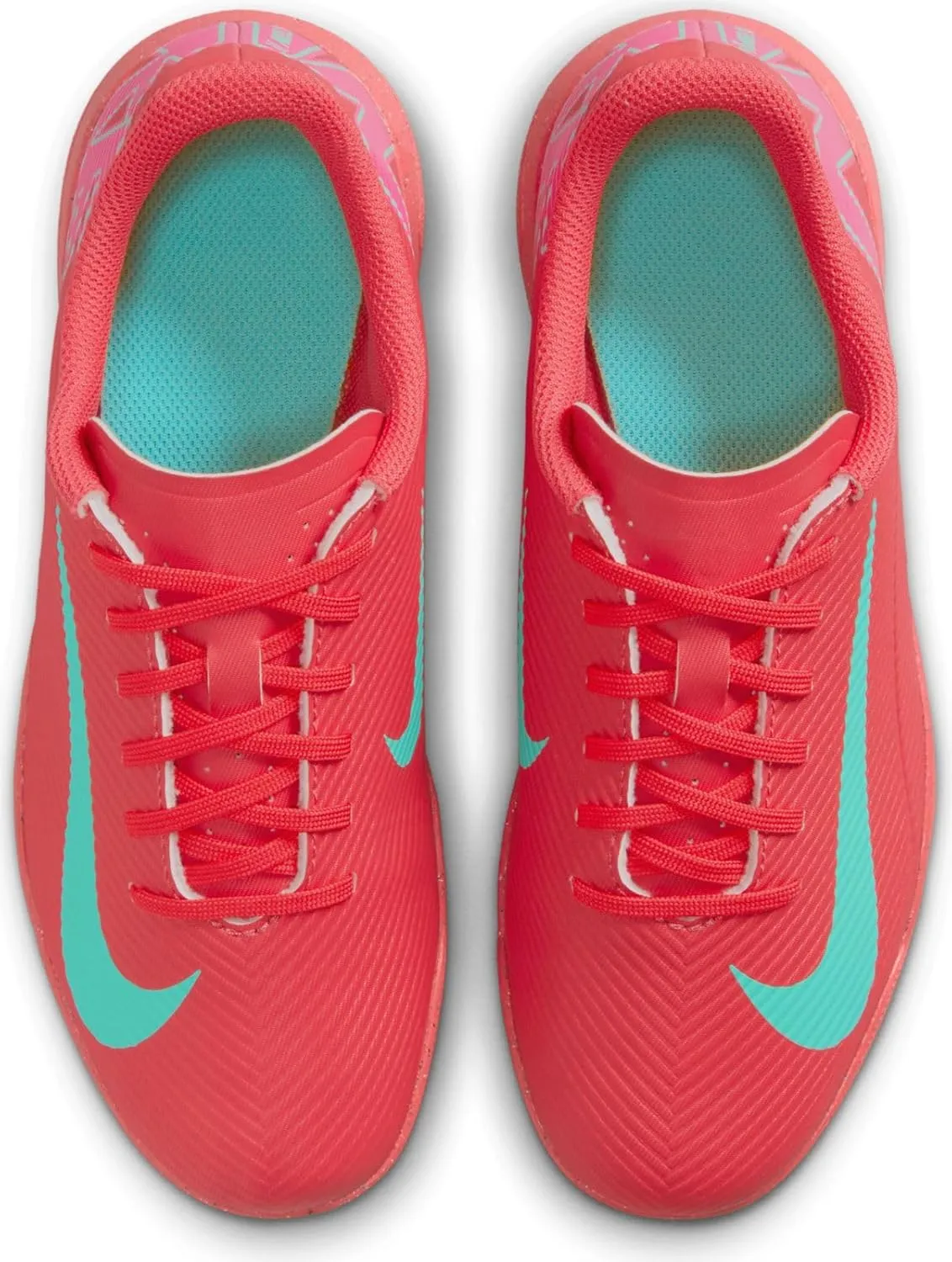 Nike Jr. Mercurial Vapor 16 Club Little/Big Kids' TF Low-Top Soccer Shoes (FQ8287-800, Ember Glow/Aurora Green)
