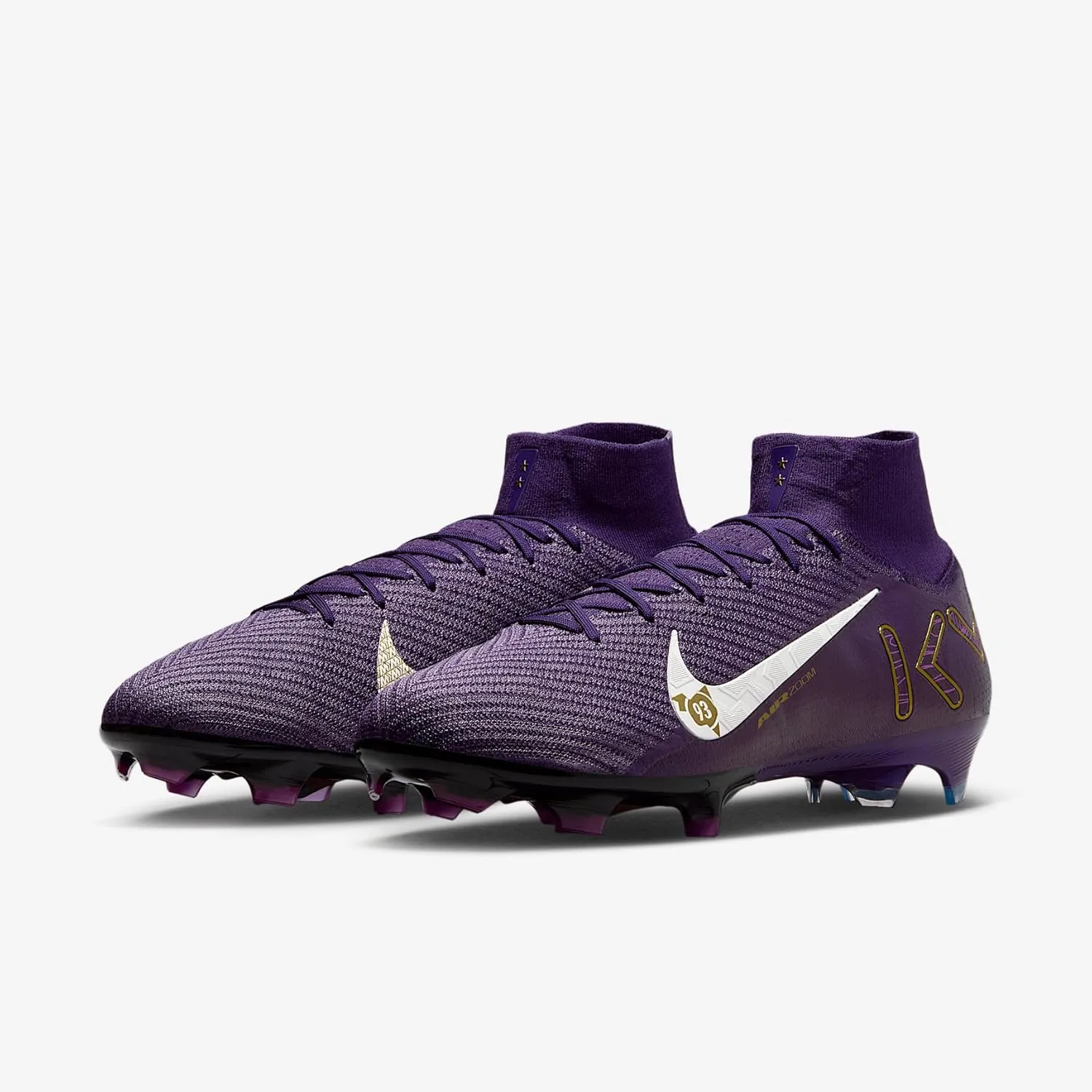 Nike Mercurial Superfly 10 Elite Kylian Mbappe FG High-Top Soccer Cleats (FQ8692-500, Grand Purple/Pale Ivory)