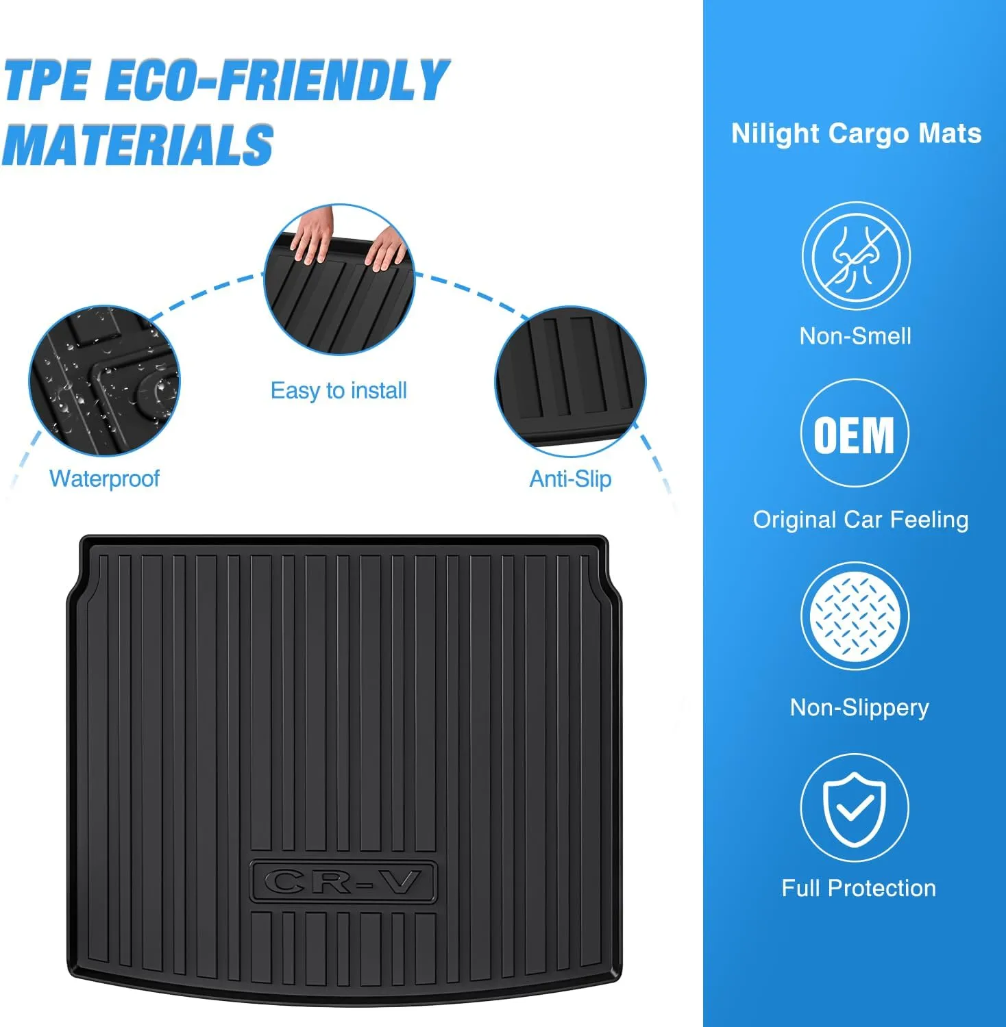 Nilight Cargo Mats for Honda CRV CR-V (Not for Hybrid) 2023 2024 2025 All Weather Protection Heavy Duty Cargo Liners