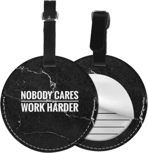 Nobody Cares Work Harder Luggage Tag with Name Id Luggage Tag, for Suitcase Travel Bag 2 PCS, Black