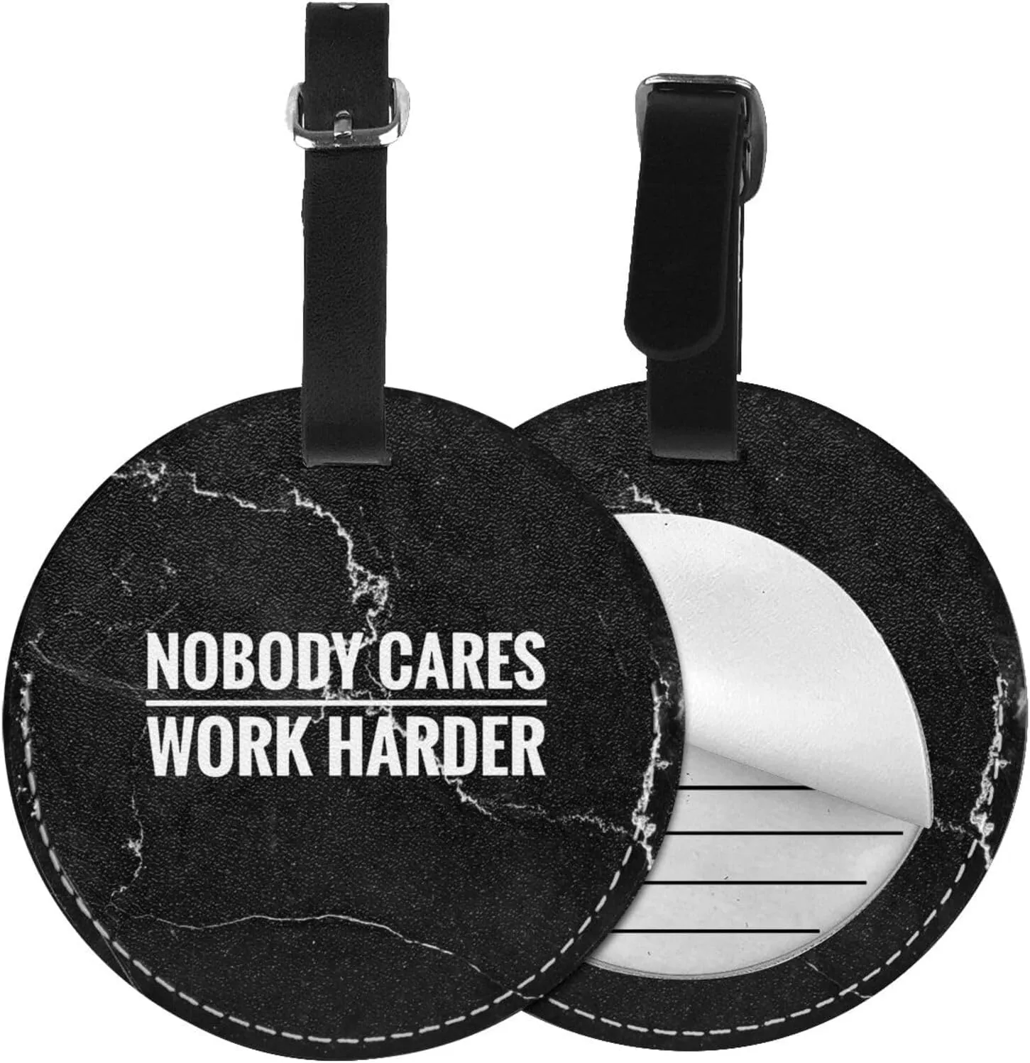 Nobody Cares Work Harder Luggage Tag with Name Id Luggage Tag, for Suitcase Travel Bag 2 PCS, Black