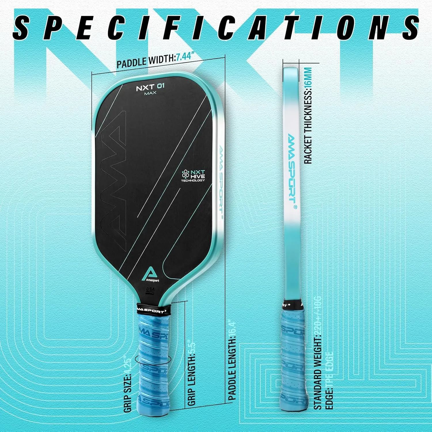 NXT 01 Propulsion Frame USAPA Approval Pickleball Paddle-Upper Limit Roughness Drive Textured Surface for PRO Player 16mm