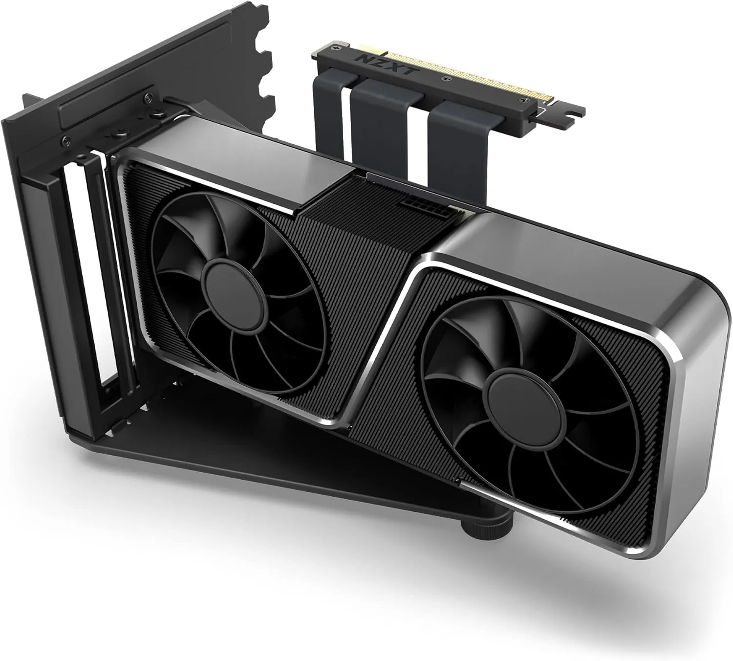 NZXT Vertical GPU Mounting Kit - AB-RH175-B1-175 mm PCIe 4.0x16 Riser Cable - GPU Holder - Sturdy Steel Bracket - Black