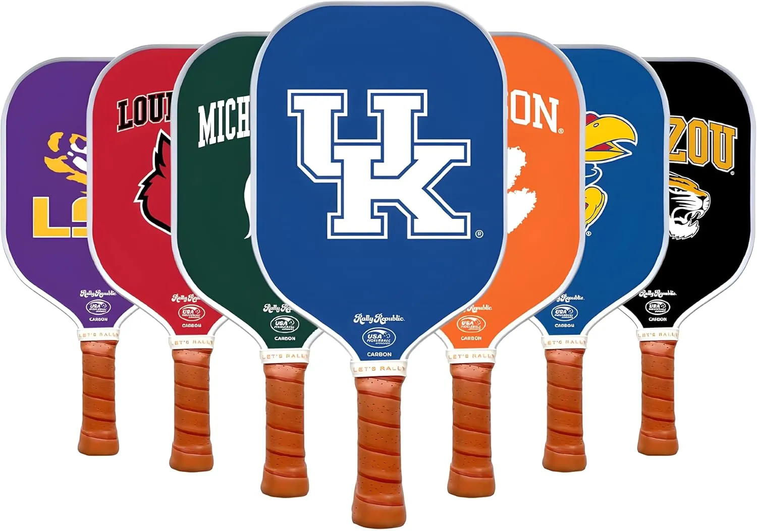 Officially Licensed Collegiate Pickleball Paddle - USA Pickleball Association Approved Racket - Lightweight Honeycomb Core, Carbon Fiber Exterior, Premium Leather Grip for Comfort