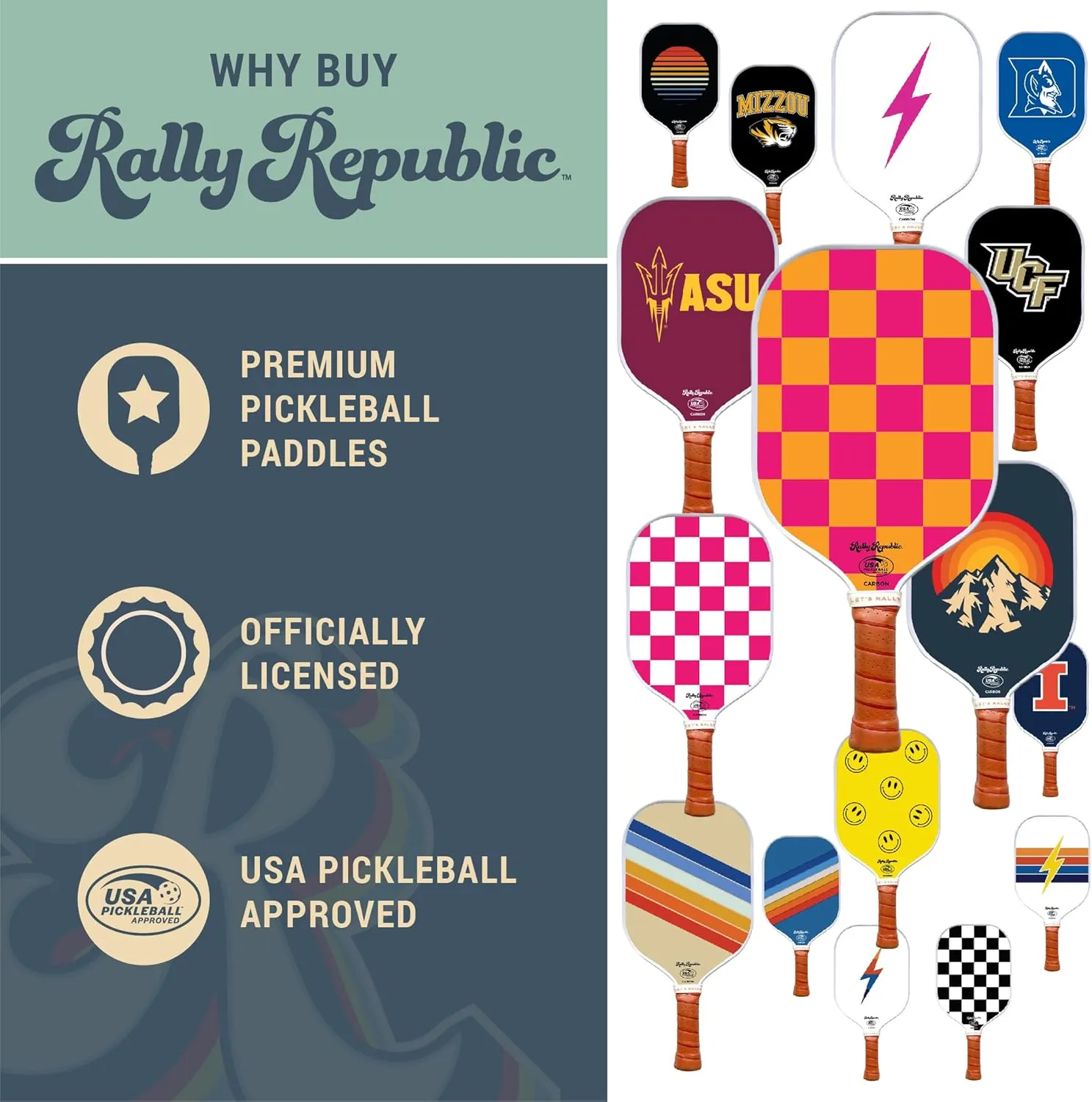Officially Licensed Pickleball Paddle - USA Pickleball Association Approved Racket - Lightweight Honeycomb Core, Carbon Fiber Exterior, Premium Leather Grip for Comfort