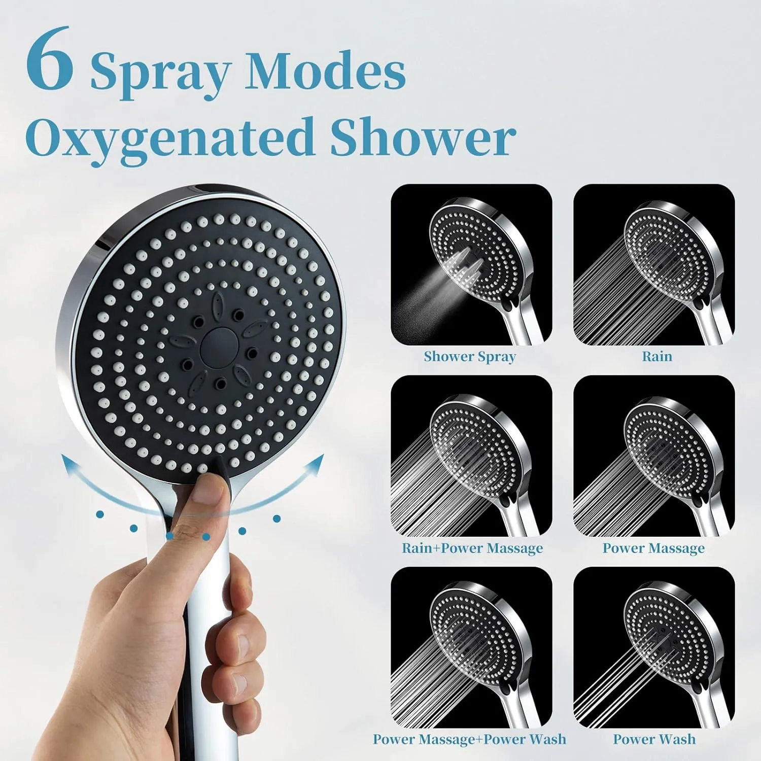 OFFO Shower Slide Bar Combo, Adjustable 33-inch Slide Bar with 6-Mode High Pressure Handheld Shower Head and 60-inch Stainless Steel Hose, Screw Wall Mounted, Chrome