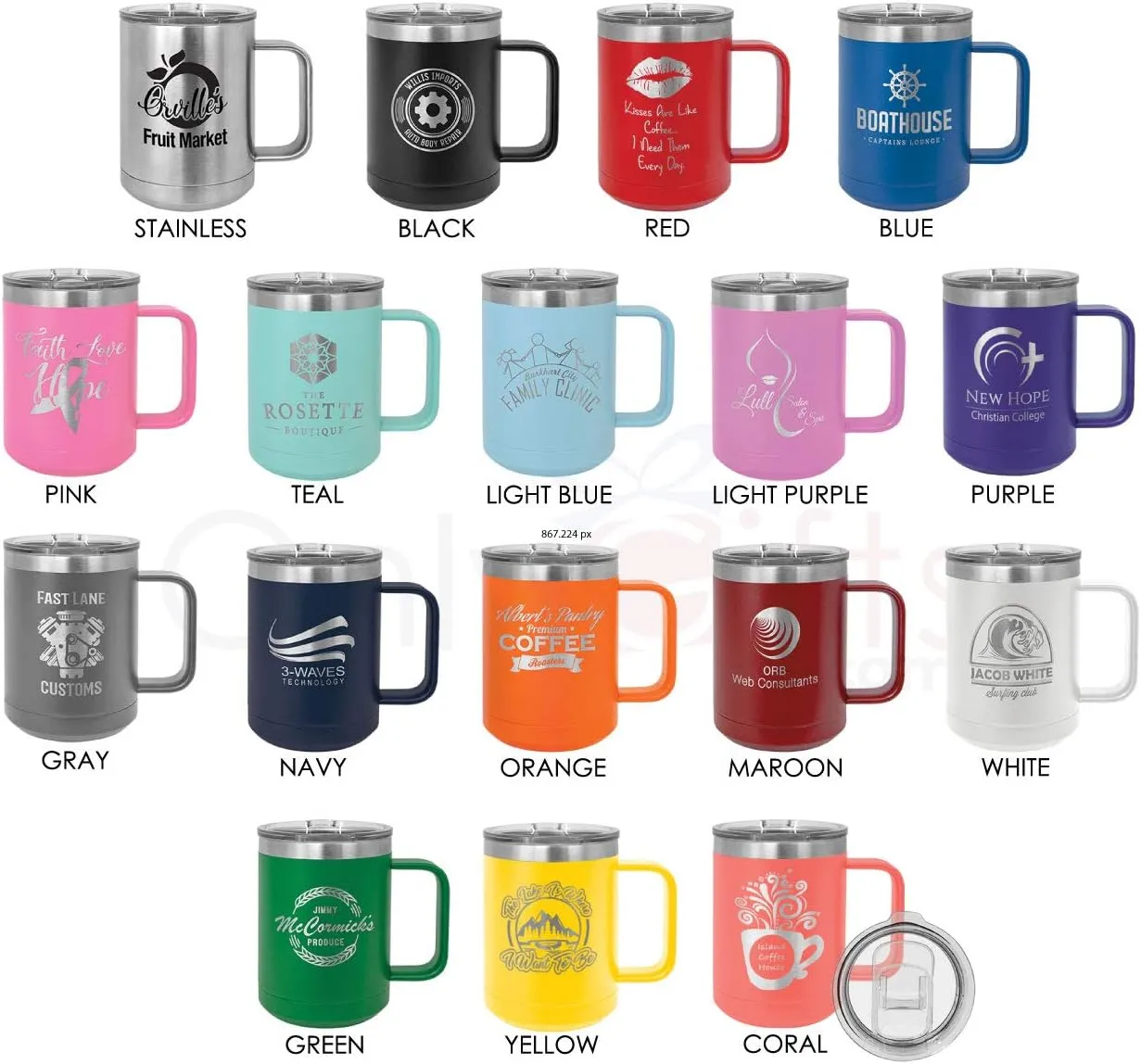 OH FOR FOX SAKE Light Blue 15 oz Coffee Cup w/Slide Top Lid | Insulated Travel Coffee Mug | Birthday Or Christmas Gift Ideas From Women or Men | Compare To Yeti Rambler | ONLYGIFTS.COM