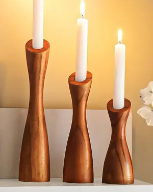 OLEEK wooden taper candle holders - wood taper candle holders for Table Centerpiece - wood candlestick holders (9", 8", 6") - wooden candlestick holders for 7/8" candlesticks candlestick holders woods