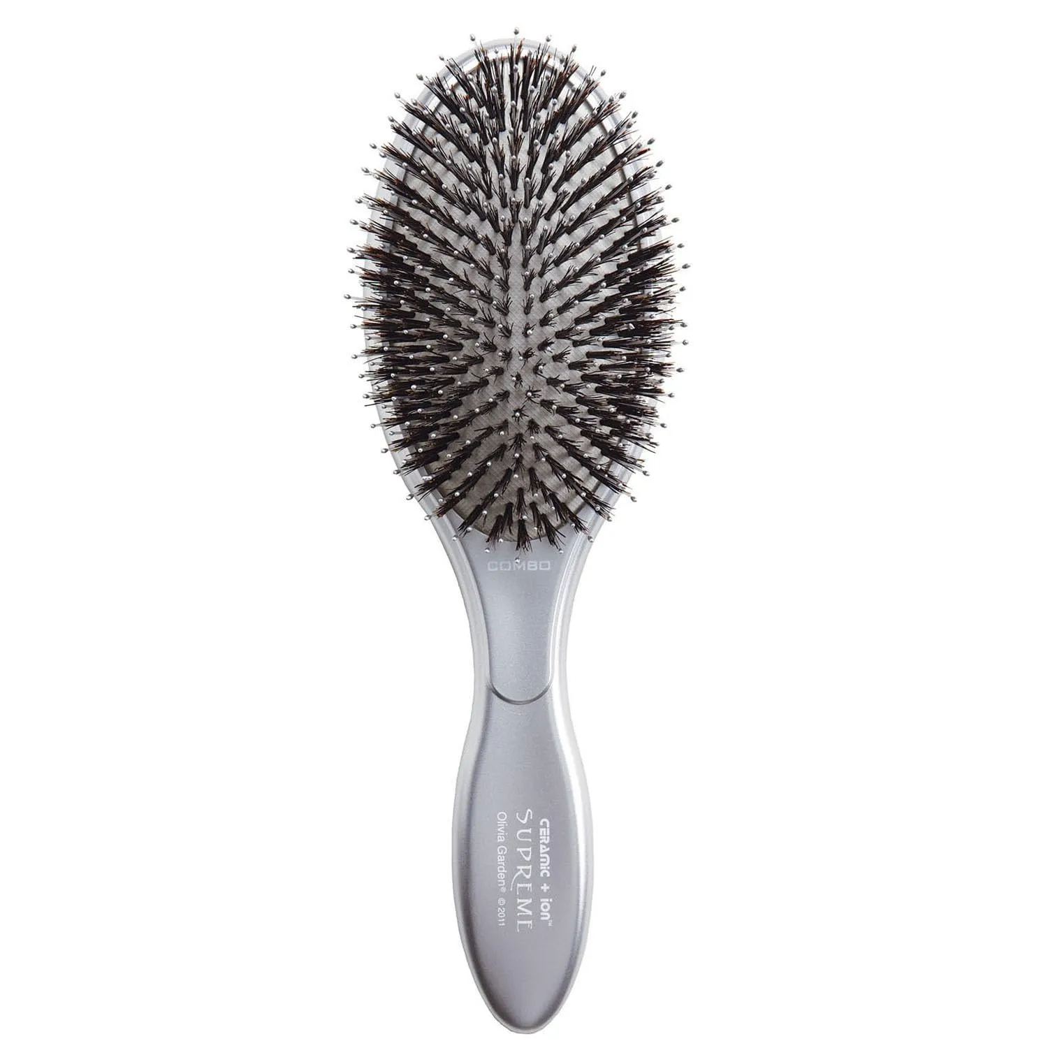 Olivia Garden Ceramic   Ion Supreme Styler Cushion Paddle Brush - Boar & Ionic for Shine, Frizz Control & Smoother Hair