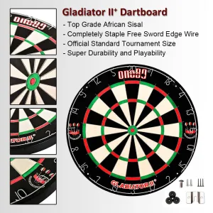 One80 Dartboard Gladiator II Dartboard & PU Protection Ring Set