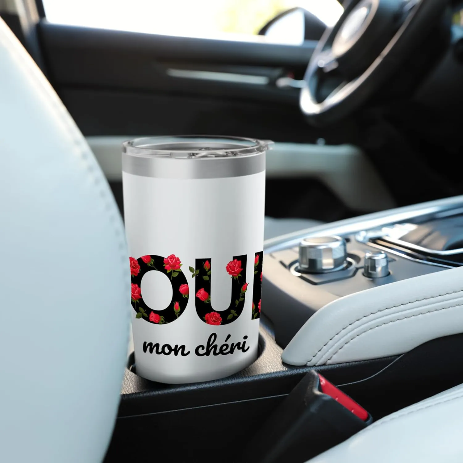 Oui Mon Cheri Cool French Expression Quotes Graphic Designs Stainless Steel Insulated Tumbler