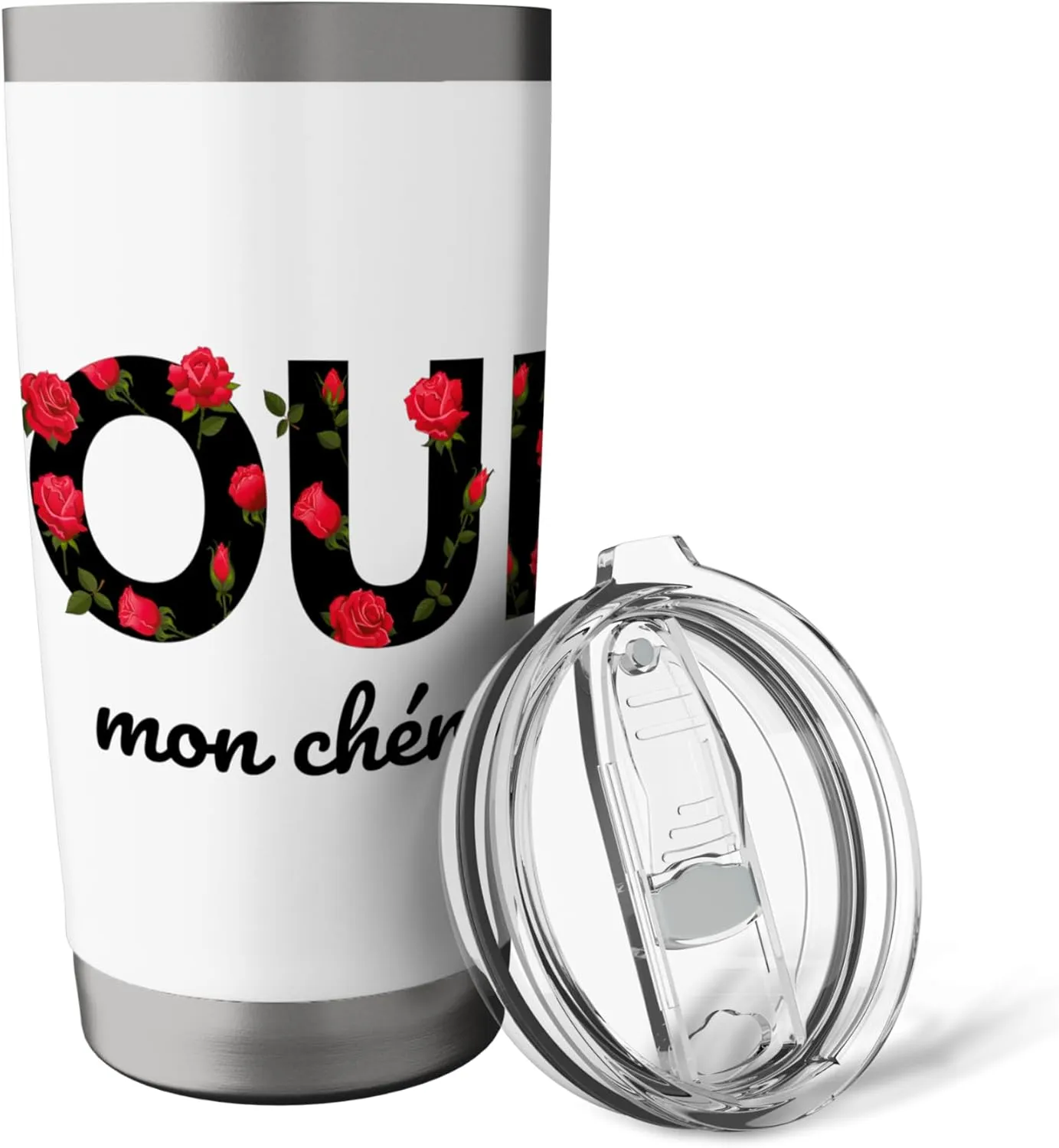 Oui Mon Cheri Cool French Expression Quotes Graphic Designs Stainless Steel Insulated Tumbler