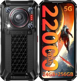 OUKITEL WP33 PRO Rugged Smartphone 5G - 22000mAh(33W), 24GB 256GB, 6.6" FHD  Cell Phones, Triple 64MP Camera, Dual 5G SIM Android 13 Phone Unlocked, 18W OTG/136dB Loudest Speaker, NFC/GPS/T-Mobile