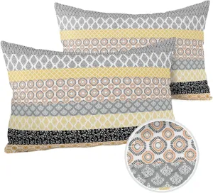 Outdoor Waterproof Throw Pillow Covers Set of 2 Yellow Boho Stripe Tribal Vingtage Lumbar Pillowcases 20x12 Inches Bohemian Style Decorative Pillows Cushion Case Patio Pillows for Couch Bed Garden