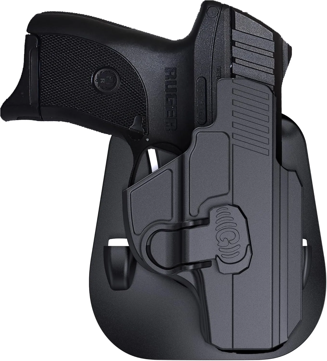 OWB Holster for Ruger LC9 LC9s LC380 EC9 Ec9s, Tactical 60° Adjustable Outside Waistband Open Carry Paddle Belt Holster with Index Finger Relase Button, Right-Handed (Unfit Laser/Sight Version)