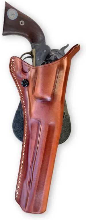 OWB Leather Paddle Holster Open Top Fits Pietta 1858, 44 Caliber Remington 8" Octagon Barrel, Black Powder Revolver, R/H Draw, Brown Color #1578#
