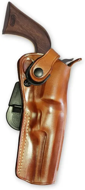 OWB Premium Leather Paddle Holster with Retention Strap Fits Pietta 1851, 44 Caliber Sheriff Black Powder Revolver 5.5" Barrel, Right Hand Draw, Brown Color #1588#