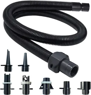 Paddle Board Pump Adapter Hose, Universal Sup Pump Adaptor Hose with 7 Air Valve Nozzles Fits for Most Sup Pump, Swivel Threaded Connector, Inner Diameter 0.9inch