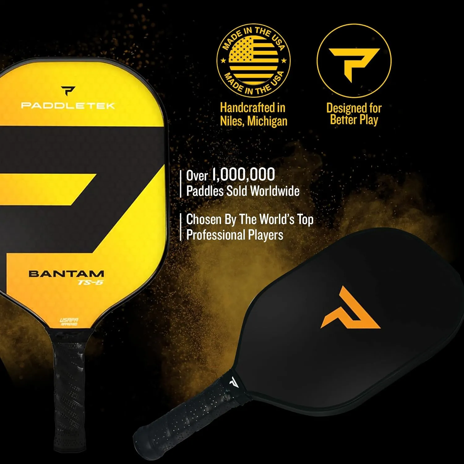 Paddletek Bantam TS-5 Pickleball Paddle | Professional Pickleball Paddles with Honeycomb Core, Textured Fiberglass Epoxy Hybrid Surface, Bantam PolyCore & High Tack Performance Grip | USAPA Approved