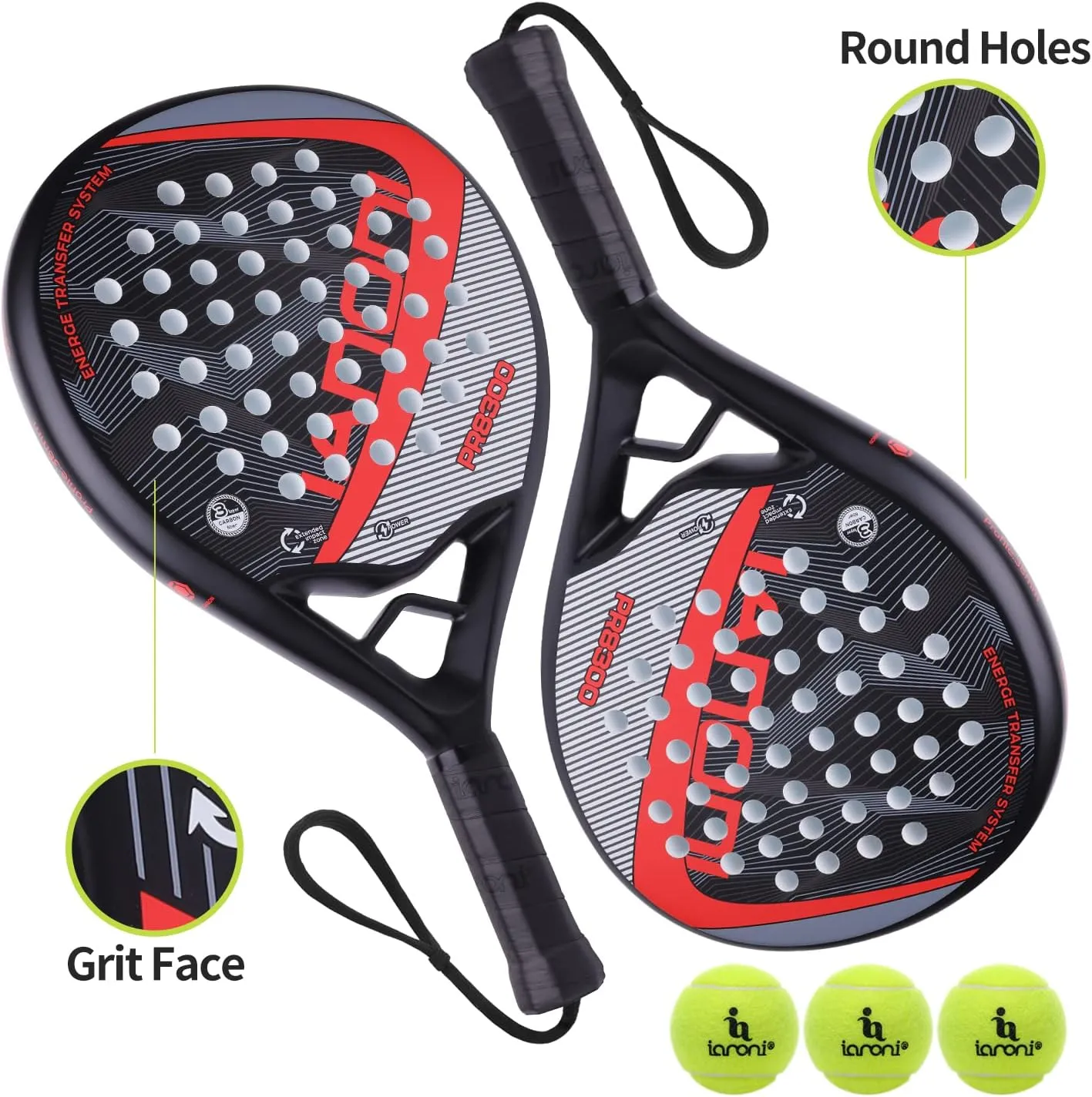 Padel Racket Carbon Fiber Surface with EVA Memory Flex Foam Core Padel Tennis Racquets Paddle Tennis Racket