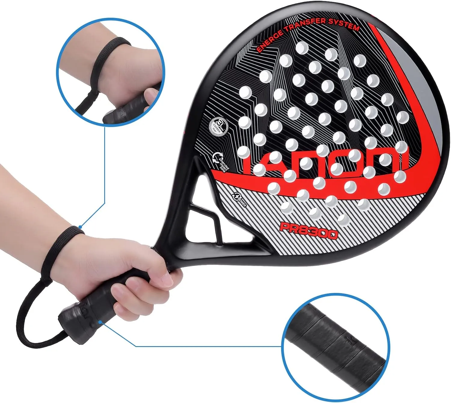 Padel Racket Carbon Fiber Surface with EVA Memory Flex Foam Core Padel Tennis Racquets Paddle Tennis Racket