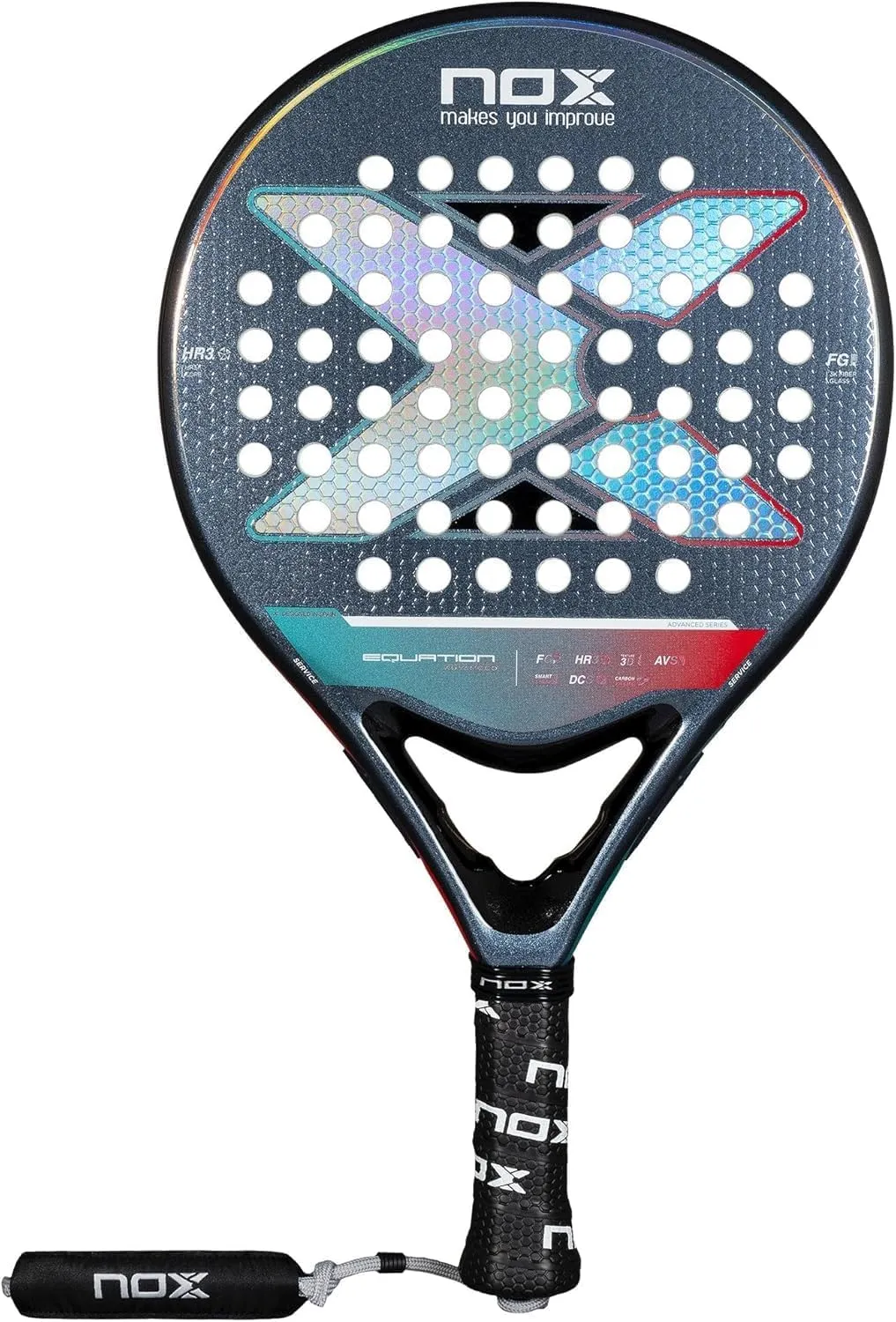 Padel Racket Equation Light W Advance Series 2025 | Round Shape Pala Padel Smartstrap & Anti-Vibration System | 3K Carbon Frame & HR3 Core for Enhanced Control | Certified Raqueta