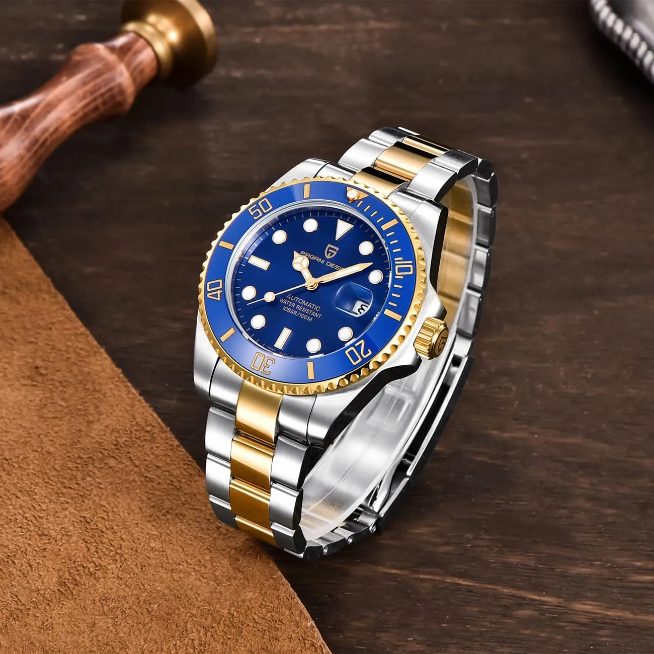 Pagani Design Automatic Watch for Men NH35 Mechanical Sapphire Crystal Stainless Steel Business Wrist Watches 100M Waterproof PD-1639