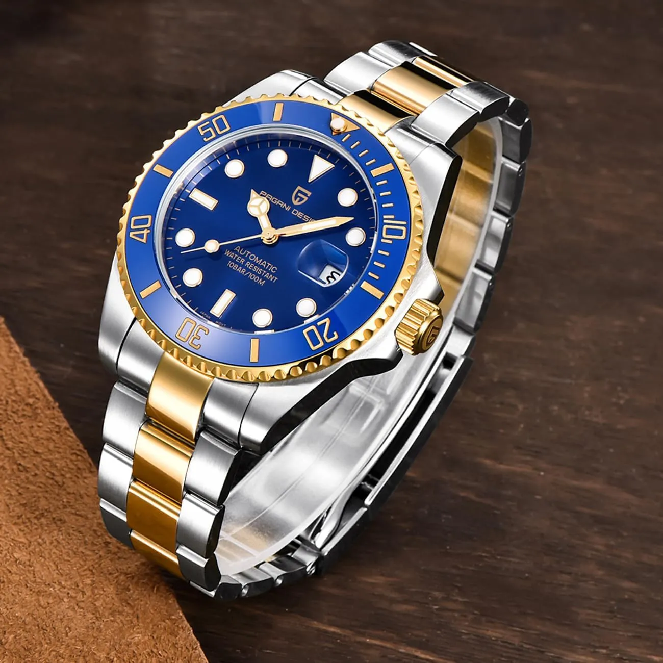 Pagani Design Automatic Watch for Men NH35 Mechanical Sapphire Crystal Stainless Steel Business Wrist Watches 100M Waterproof PD-1639